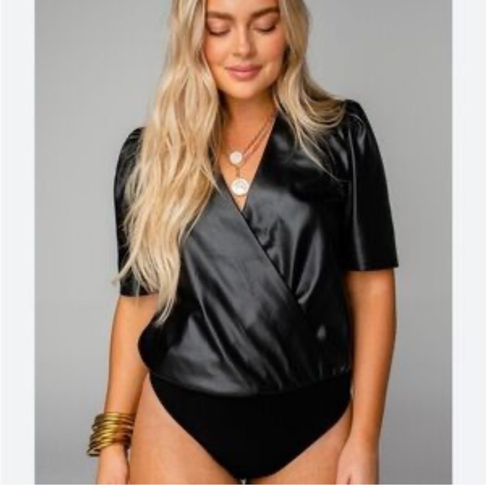 Buddy Love Black Leather Bodysuit